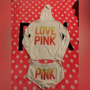 VS Pink white ombré gem full zip set